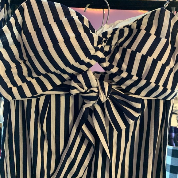 two piece navy and white striped set- size L - Picture 3 of 8